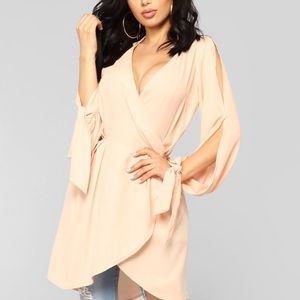 ✨ Peach Tie Waist Open Sleeve Tunic